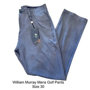 NWT William Murray Men Golf Pant Size 30 Straight Fit Blue Gray Plaid Trim ($98)